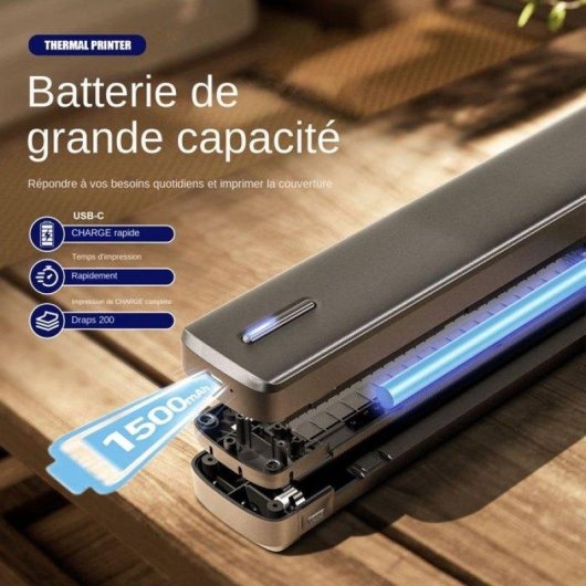 Imprimante thermique Bluetooth portable A4 Nobrand sans encre noire