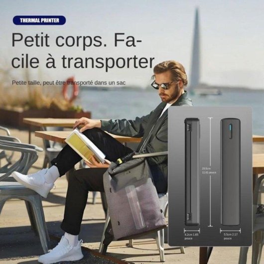 Imprimante thermique Bluetooth portable A4 Nobrand sans encre noire