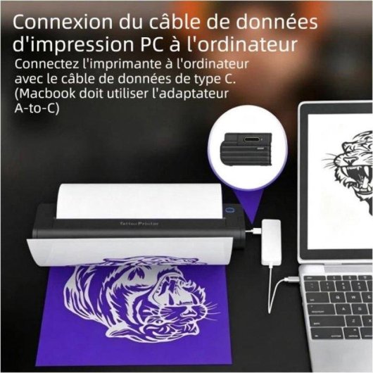 Imprimante thermique Bluetooth USB Nobrand A4 pour transfert de tatouages