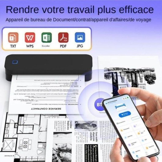 Imprimante thermique portable Bluetooth Nobrand A4 sans encre USB noire