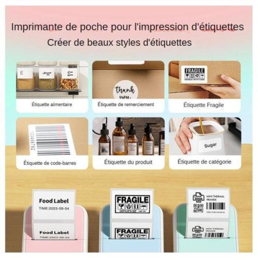 Imprimante Thermique Portable Bluetooth Nobrand Bleu pour Étiquettes