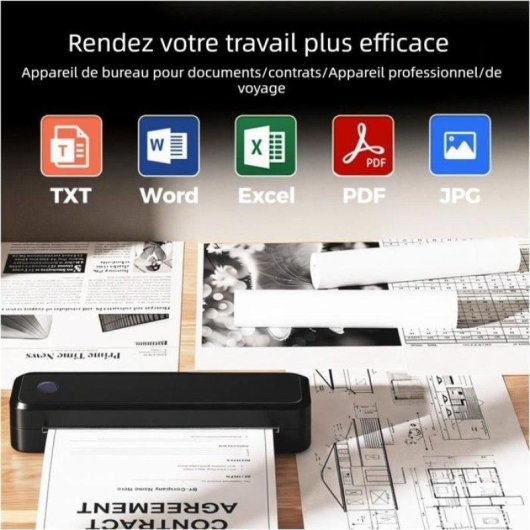 Imprimante thermique portable Bluetooth USB Nobrand A4 sans encre noire
