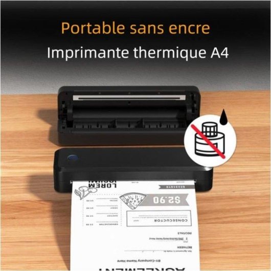 Imprimante thermique portable Bluetooth USB Nobrand A4 sans encre noire