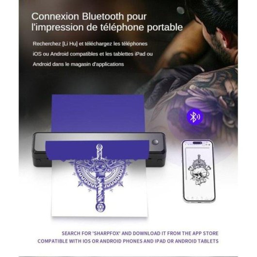 Imprimante Thermique Bluetooth Portable Nobrand A4 216 mm 203 dpi Sans Encre