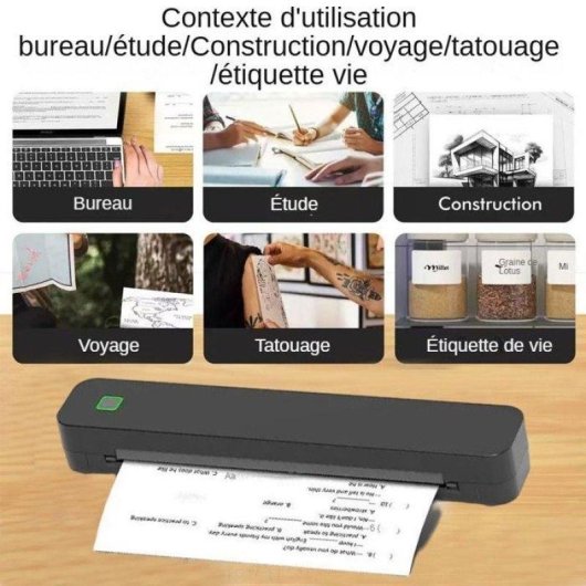 Imprimante Thermique Bluetooth A4 Nobrand Portable Sans Encre 203 dpi