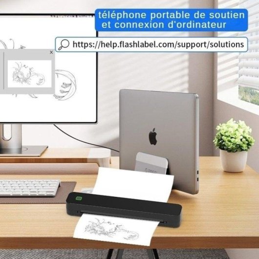 Imprimante thermique Bluetooth portable Nobrand A4 sans encre noire
