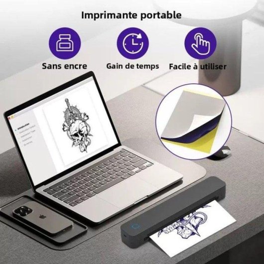 Imprimante thermique Bluetooth portable Nobrand A4 sans encre noire