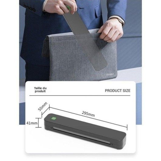 Imprimante thermique Bluetooth portable Nobrand A4 sans encre noire