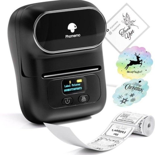 Imprimante d'étiquettes thermique portable Wi-Fi Phomemo Noir 20-50 mm