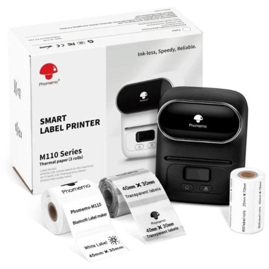 Imprimante d'étiquettes thermique portable Wi-Fi Phomemo Noir 20-50 mm