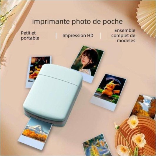 Imprimante Photo Portable Jet d'Encre Bluetooth Nobrand FI202-A Verte 600 dpi