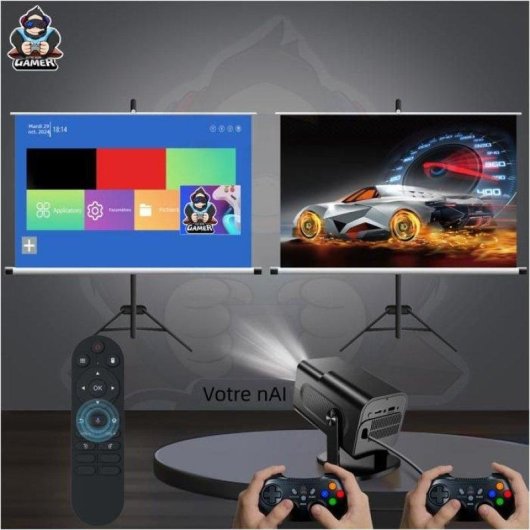 Projecteur Nobrand Hcs350pro 1080p 4k 50W WiFi6 Autofocus 200" Portable