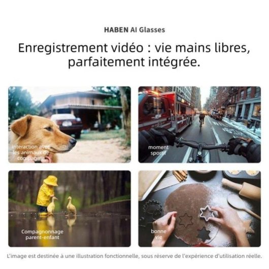 Nobrand Lunettes intelligentes Caméra 8 MP Bluetooth Wifi Mémoire 16 Go Noir
