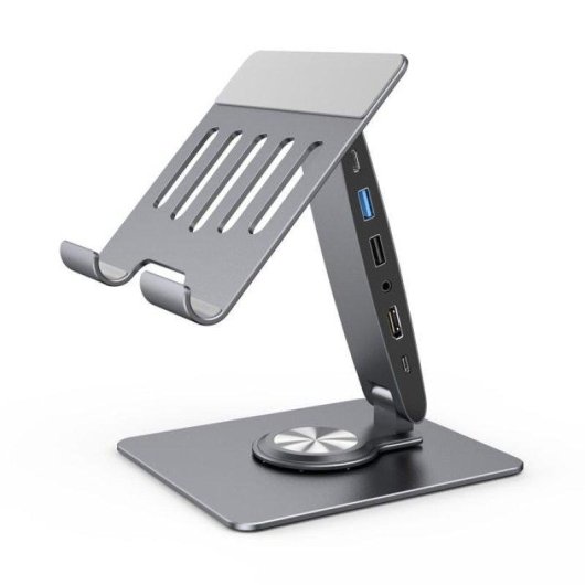 Nobrand Soporte giratorio de mesa para tabletas con 8 puertos HDMI 4K, universal, gris