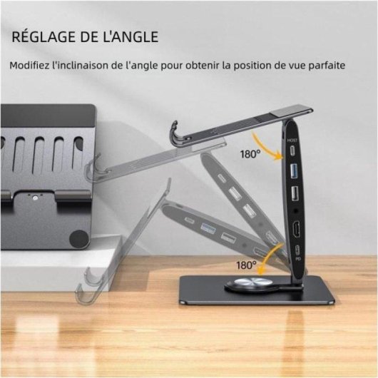 Nobrand Soporte giratorio de mesa para tabletas con 8 puertos HDMI 4K, universal, gris