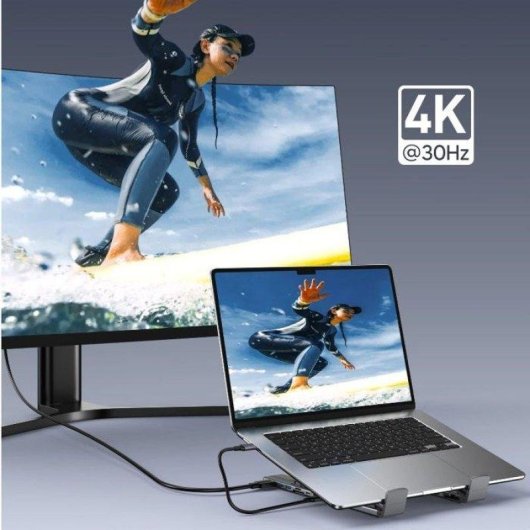 Nobrand Hub USB-C 8 en 1 Station d'Accueil USB-C Aluminium HDMI PD SD TF 25 Gbps Argent