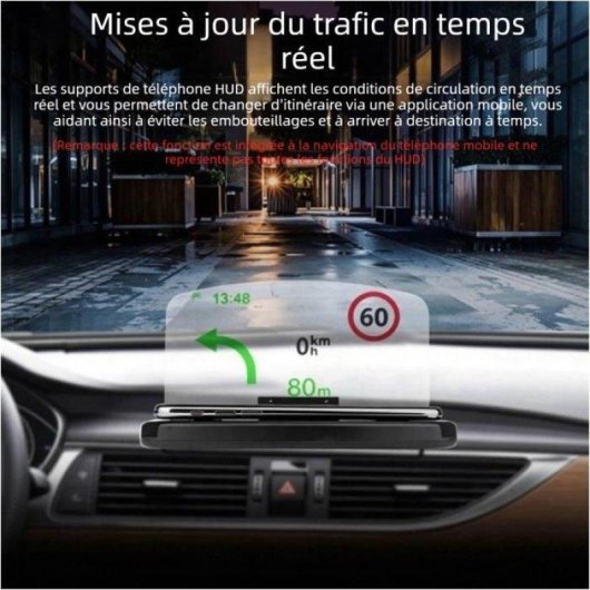 Nobrand Support HUD pour Smartphone avec Charge Sans Fil 15 W Montage Tableau de Bord Noir