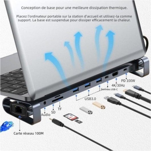 Nobrand Hub USB-C 10 en 1 Station d'Accueil USB-C Portable Compacte