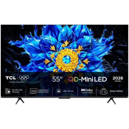 TV TCL QD Mini LED 55P8L 55" 4K UltraHD 144Hz Smart TV Google TV HDR10+ Dolby Vision