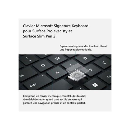 Clavier Microsoft Surface Pro Bluetooth rétroéclairé avec Slim Pen français