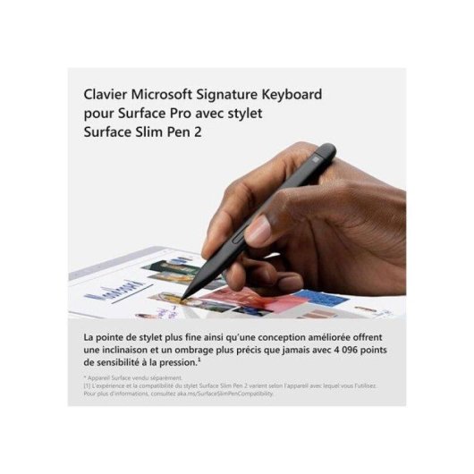 Clavier Microsoft Surface Pro Bluetooth rétroéclairé avec Slim Pen français
