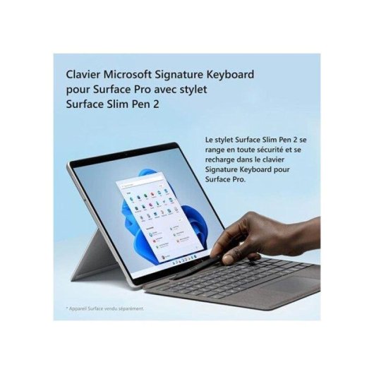 Clavier Microsoft Surface Pro Bluetooth rétroéclairé avec Slim Pen français