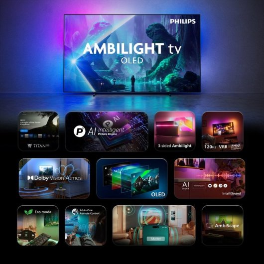 TV Philips OLED 65OLED801/12 65" 4K UltraHD Smart TV Ambilight + Philips TAB4000 Barra de Sonido