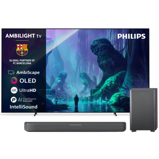 TV Philips OLED 65OLED801/12 65" 4K UltraHD Smart TV Ambilight + Philips TAB5309 Barra de sonido