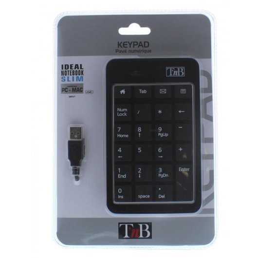 Tastatur TnB MPV1 USB kompakt 19 Tasten schwarz für Laptop