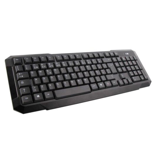Tastiera TnB KBSCFIRSTPT QWERTY Portoghese Nera con Mouse Ottico