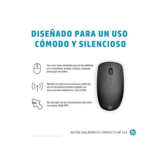 Ratón HP 235 Slim Sans Fil 1600 DPI Noir Ambidextre