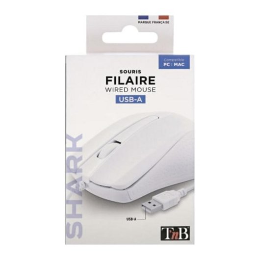 Muis TnB Shark MSHARKWH USB 1000 DPI Wit Ambidextrous Compact