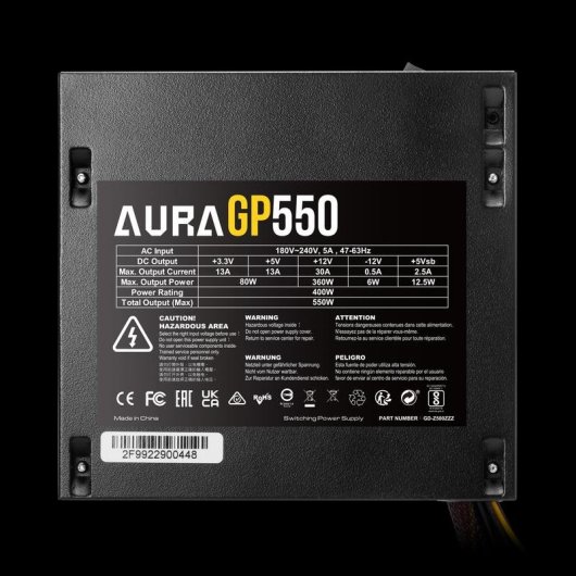 Fuente de Alimentación GAMDIAS AURA GP550 550W 80+ White