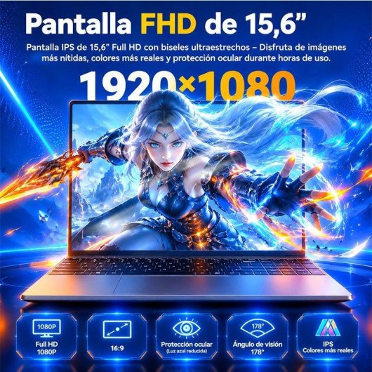 Portatile Moacreto Ul154n 15,6" Intel Core M3-8100Y 16GB 512GB SSD Intel UHD Windows 11 Pro