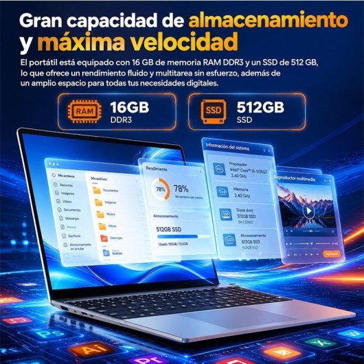 Portatile Moacreto Ul154n 15,6" Intel Core M3-8100Y 16GB 512GB SSD Intel UHD Windows 11 Pro