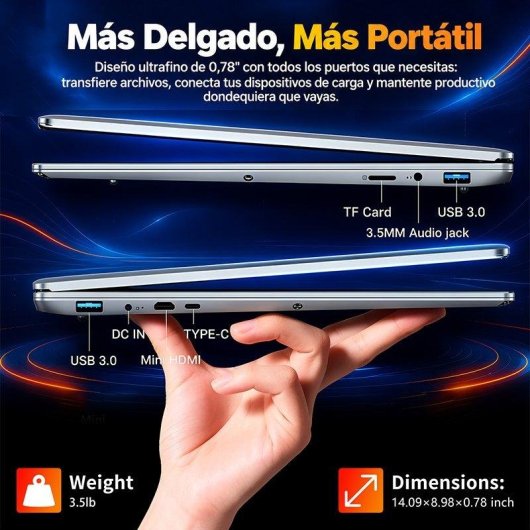 Portatile Moacreto Ul154n 15,6" Intel Core M3-8100Y 16GB 512GB SSD Intel UHD Windows 11 Pro