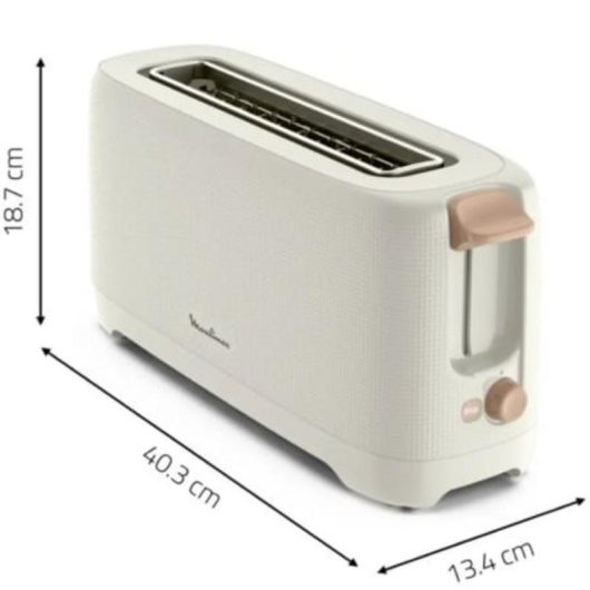 Broodrooster Moulinex Morning Long-Slot LS2M0A10 1 Lange Sleuf 1000 W 7 Bruiningsstanden Kruimellade Gebroken wit