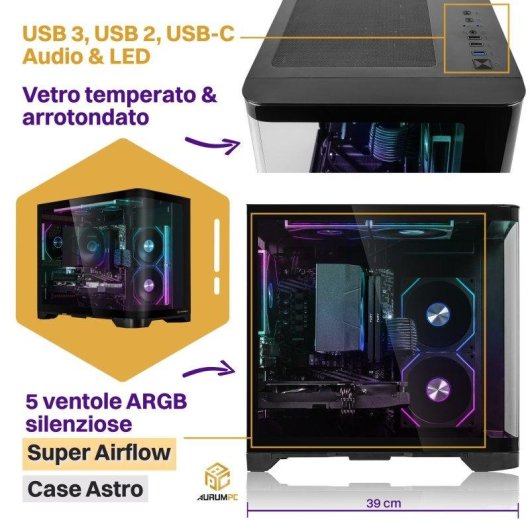 PC fisso Aurum R7 7800X3D 32GB DDR5 2TB SSD RTX 5060 Ti Windows 11