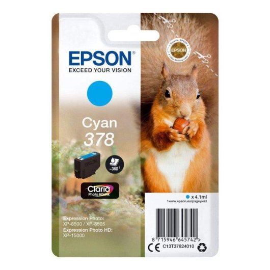 Cartucho de Tinta Epson 378 Ciano Claria Photo HD 4,1 ml