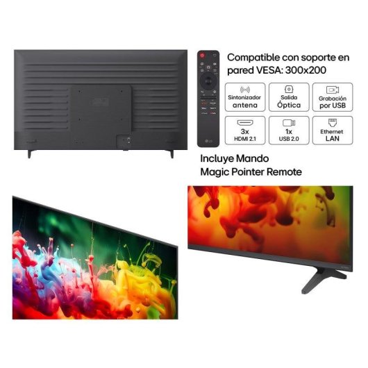 TV LG QNED 55QNED72B6B 55" 4K UltraHD 60Hz Smart TV WebOS HDR10 MiniLED AI