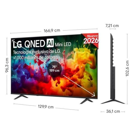 TV LG QNED 75QNED72B6A 75" 4K UltraHD 60Hz Smart TV WebOS HDR10 MiniLED AI