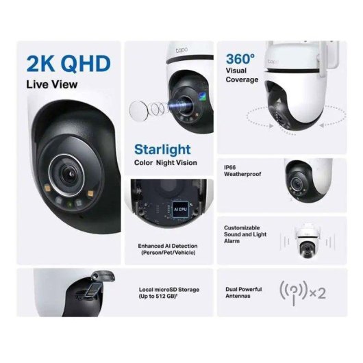 Videocamere di sorveglianza TP-Link Tapo C520WS 4MP Visione Notturna Esterna IA