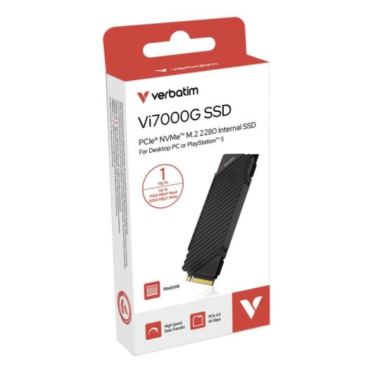 SSD Verbatim Vi7000G 1TB NVMe M.2 PCIe 4.0 7000MB/s met koellichaam