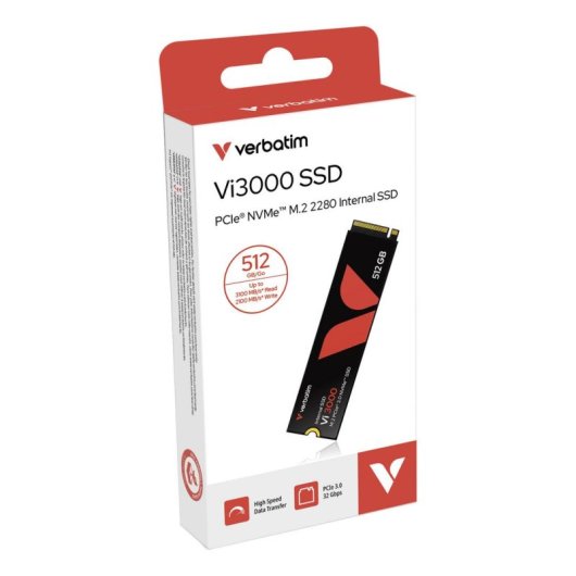 Disque SSD Verbatim Vi3000 512 Go M.2 PCIe NVMe Gen 3 x4 3300 Mo/s