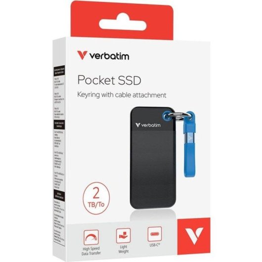 SSD Verbatim Pocket 2TB M.2 USB-C 3.2 Gen 2 1000MB/s Nero Backup