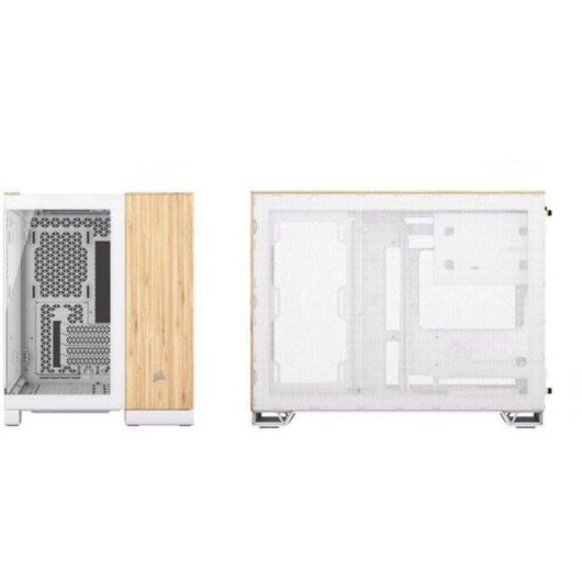 Boîtier Corsair 2500X Mini Tower Micro ATX Blanc/Bambou Vidrio et Mesh USB-C