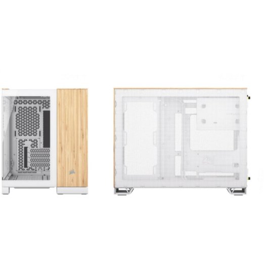 Boîtier Corsair 2500X Mini Tower Micro ATX Blanc/Bambou Vidrio et Mesh USB-C