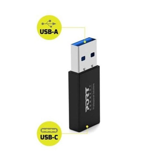 Adaptateur USB A male vers USB C femelle Port Designs Twin Pack