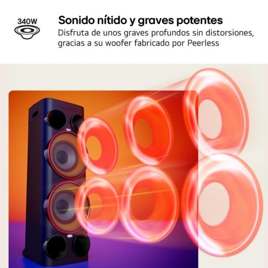 Altavoces LG POWER9000 para fiestas Bluetooth 440 W con karaoke y luces LED