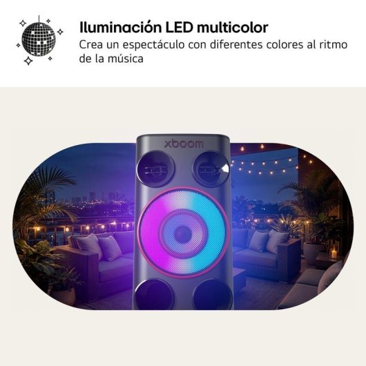 Altavoces LG de fiesta Bluetooth 260 W con karaoke e iluminación LED